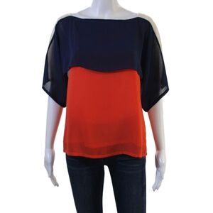 The Cue Womens Dark Blue Sleeveless Cotton Blouse Size XS